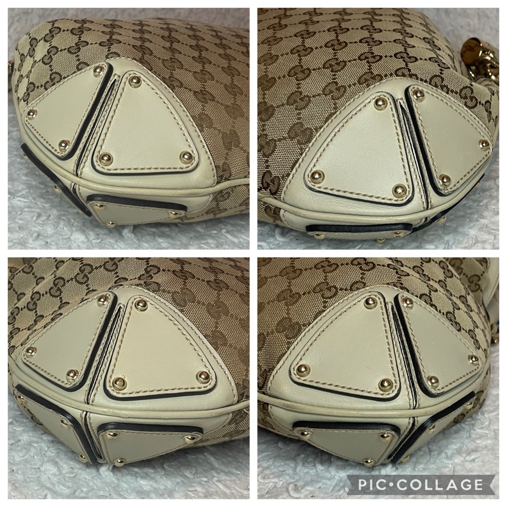 Gucci Indy Babouska Monogram Canvas & Leather Top Handle Tassel Hobo Bag - Picture 12 of 17